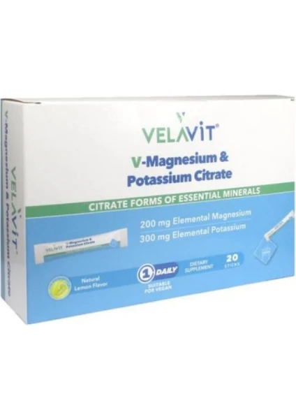 Velavit V-Magnesium & Potassium Citrate 20 Toz Poşet (VLT101)