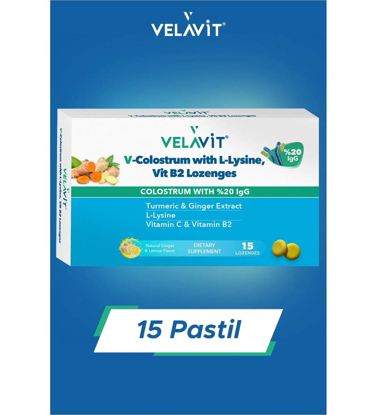 Velavit V-Colostrum with L-Lysine 15'li Pastil