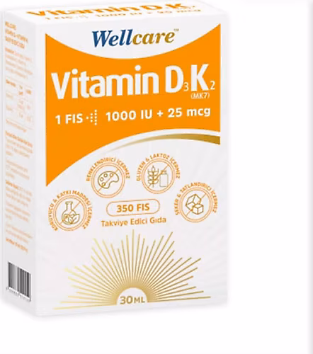 Wellcare Vitamin D3+K2 1000 IU Sprey 30 ml