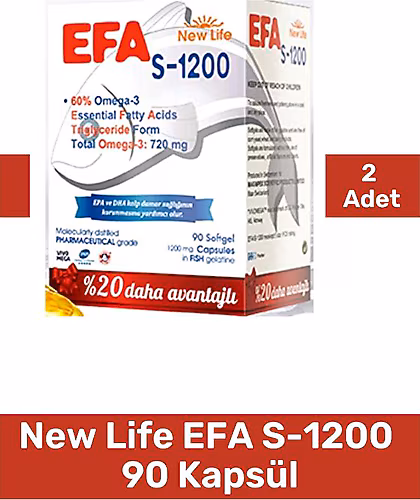 New Life Efa S-1200 Omega 3 Balık Yağı 90 Kapsül 2'li