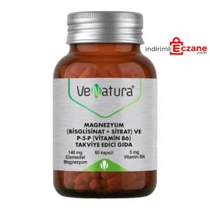 VeNatura Magnezyum (Bisglisinat+Sitrat) ve P5P (Vitamin B6) 60 Kapsül